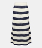 Eres Bateau striped knitted cotton-blend midi skirt