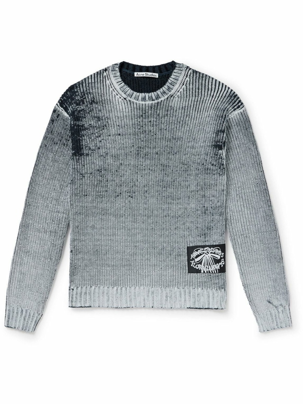 Photo: Acne Studios - Kype Logo-Appliquéd Ribbed Wool-Blend Sweater - Gray