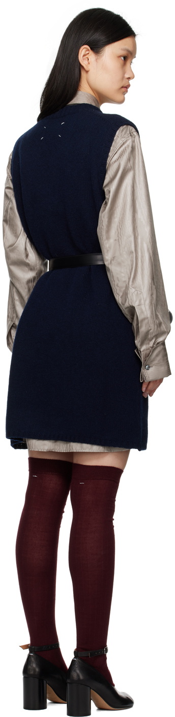 Maison Margiela Navy V-Neck Minidress