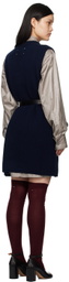 Maison Margiela Navy V-Neck Minidress