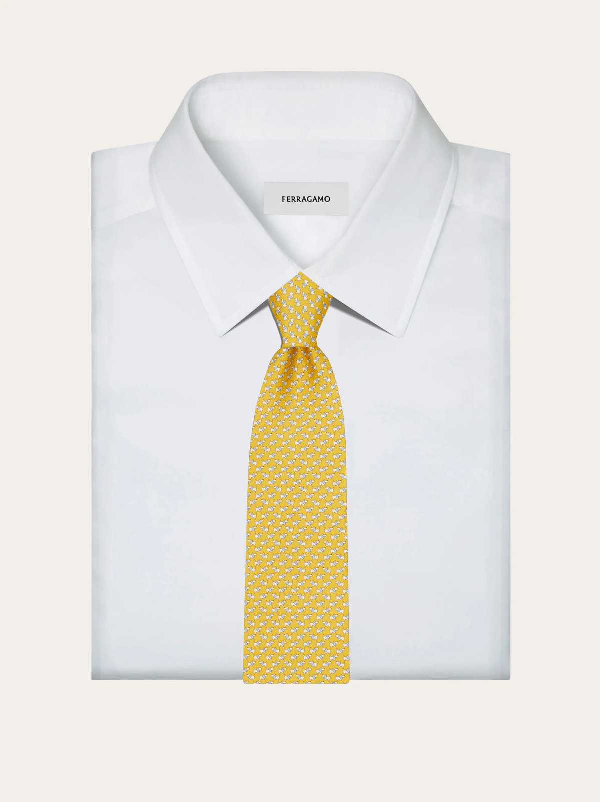 Ferragamo Mens Dylan print silk tie in Yellow