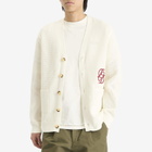 Drôle de Monsieur Men's Monogram College Cardigan in Cream