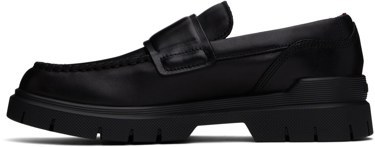 Hugo Black Double Stitching Loafers Hugo Boss
