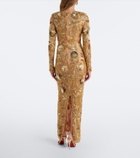 Rachel Gilbert Pierre embellished floral-appliqué gown