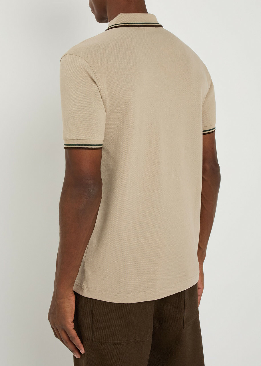 Fred Perry Twin Tipped Logo Piqué Cotton Polo Shirt Ecru