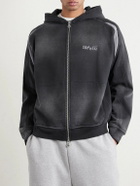 Satoshi Nakamoto - Logo-Embroidered Cotton-Jersey Zip-Up Hoodie - Black