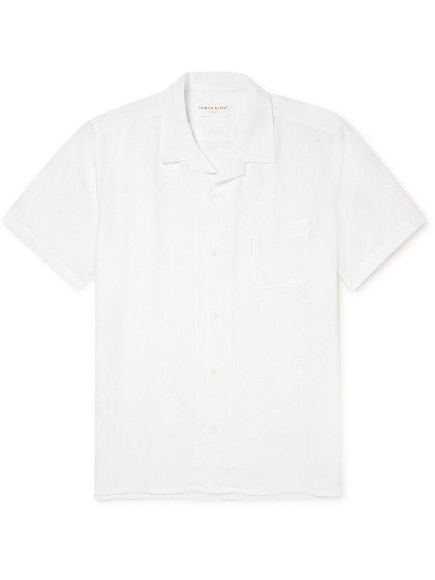 Photo: Derek Rose - Monaco Camp-Collar Linen Shirt - White