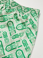 Casablanca - Wide-Leg Printed Silk Drawstring Shorts - Green