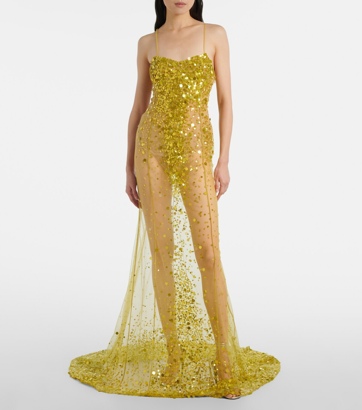 The Attico Sequined sheer mesh gown