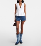 Ganni Peplum cotton-blend poplin top