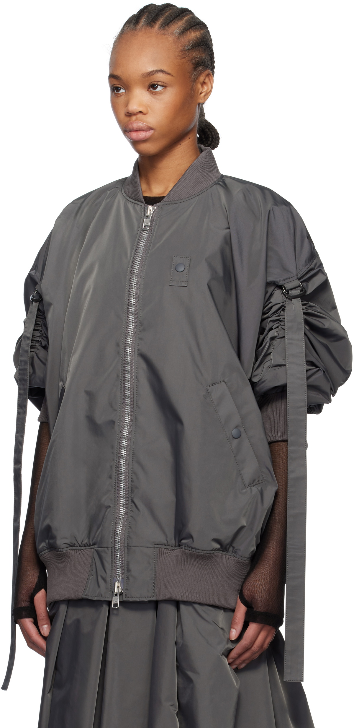 YOHJI YAMAMOTO Gray R-Belted Bomber Jacket