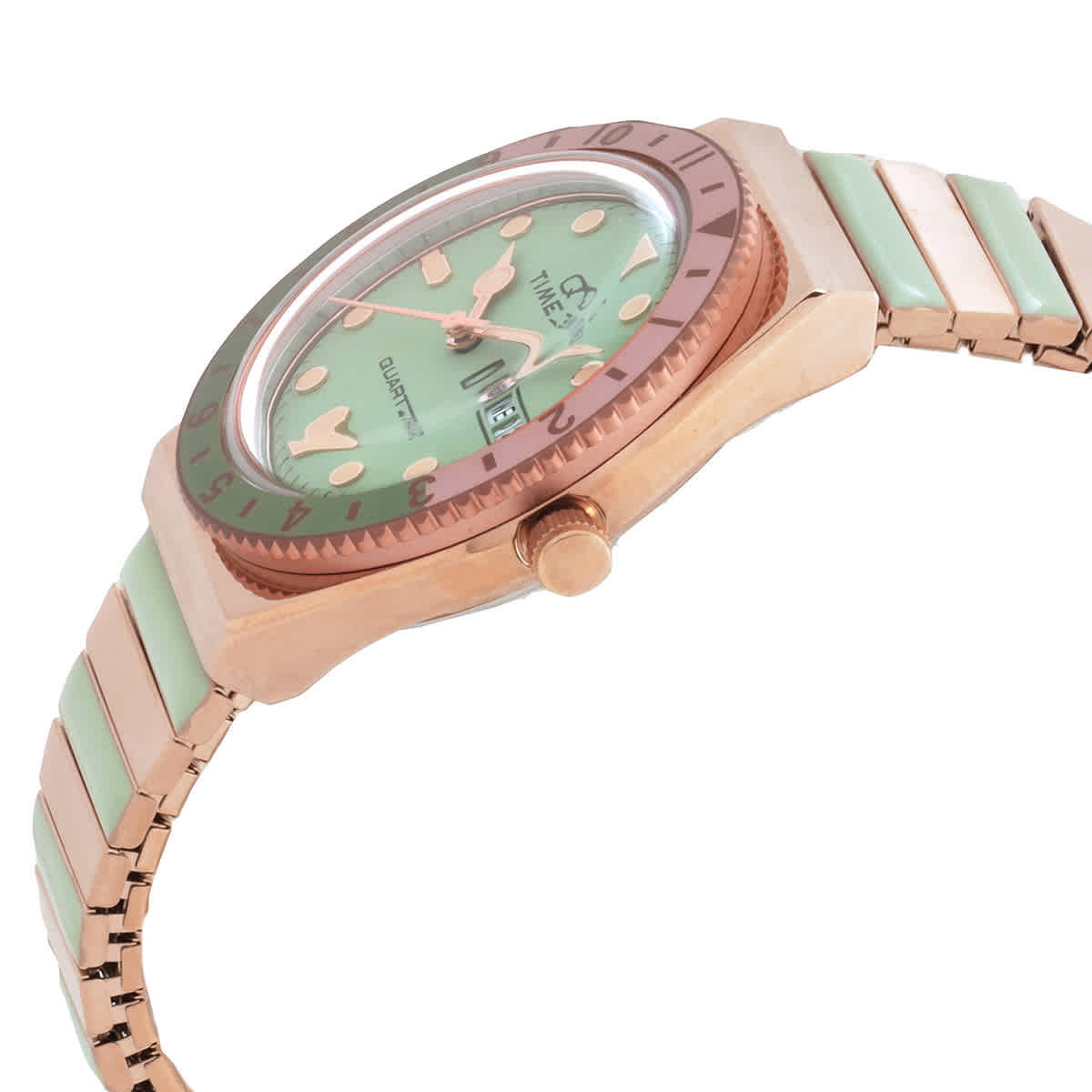 Timex Q Timex Malibu Quartz Green Dial Ladies Watch TW2V38700VQ Timex