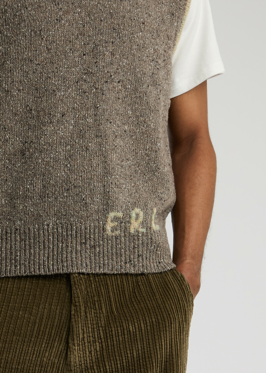 Erl Logo-intarsia Wool-blend Vest Grey