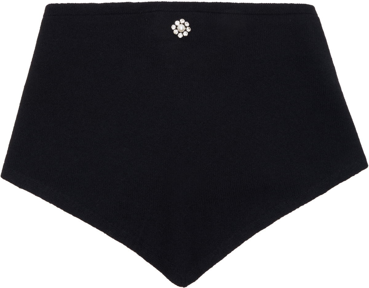 Simone Rocha Black Embellished Cashmere Neckerchief Scarf
