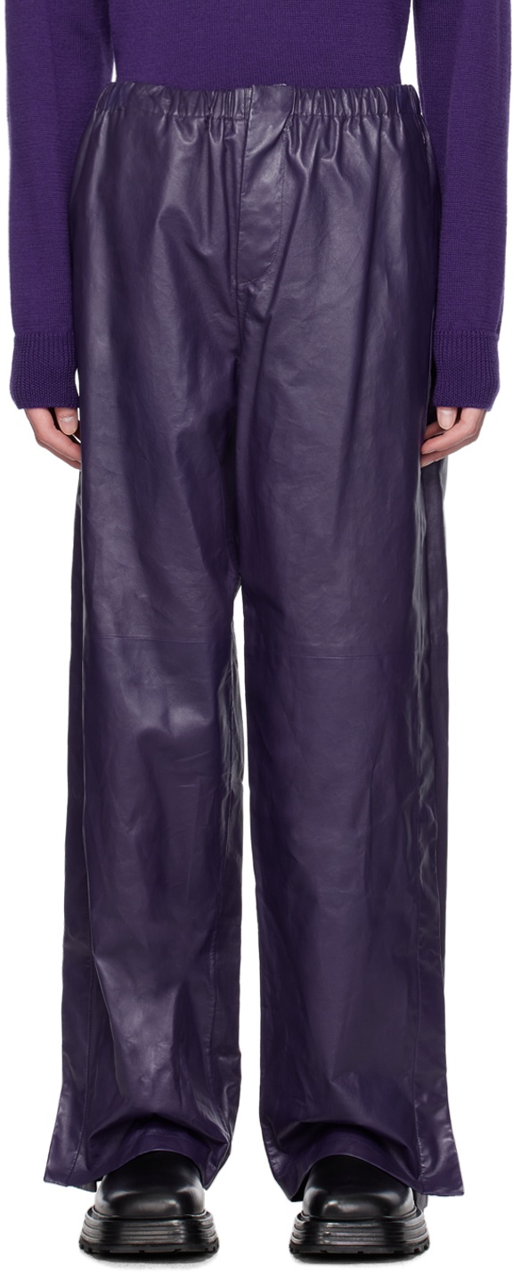 Photo: Jil Sander Purple Paneled Leather Pants