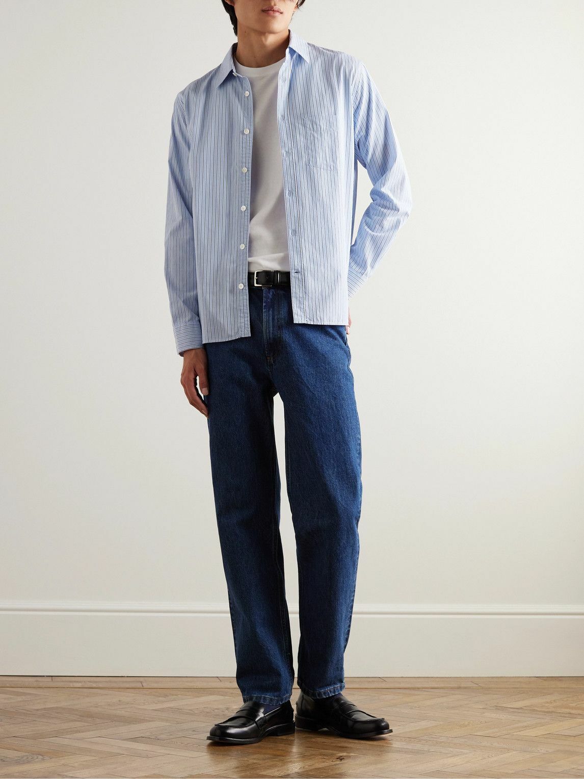 トップス MR P Mr P. - Pinstriped Cotton Oxford Shirt - Blue Mr P.