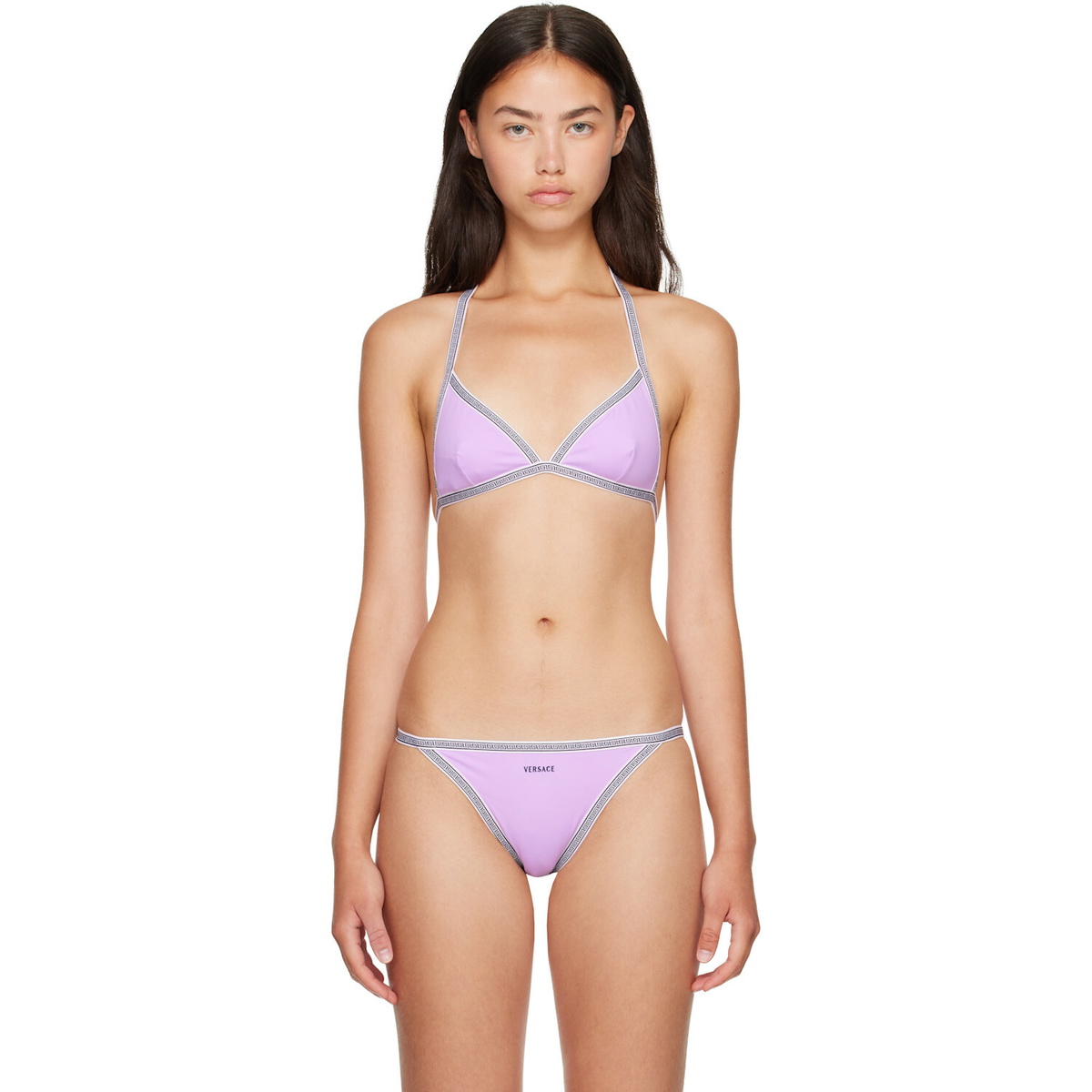 Versace Purple Greca Bikini Top