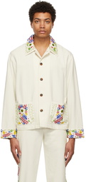 Bode Off-White Beaded Workwear Jacket