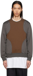 Comme des Garçons Homme Deux Khaki Panelled Crewneck Sweatshirt