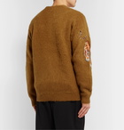 Wacko Maria - Tim Lehi Appliquéd Knitted Cardigan - Brown