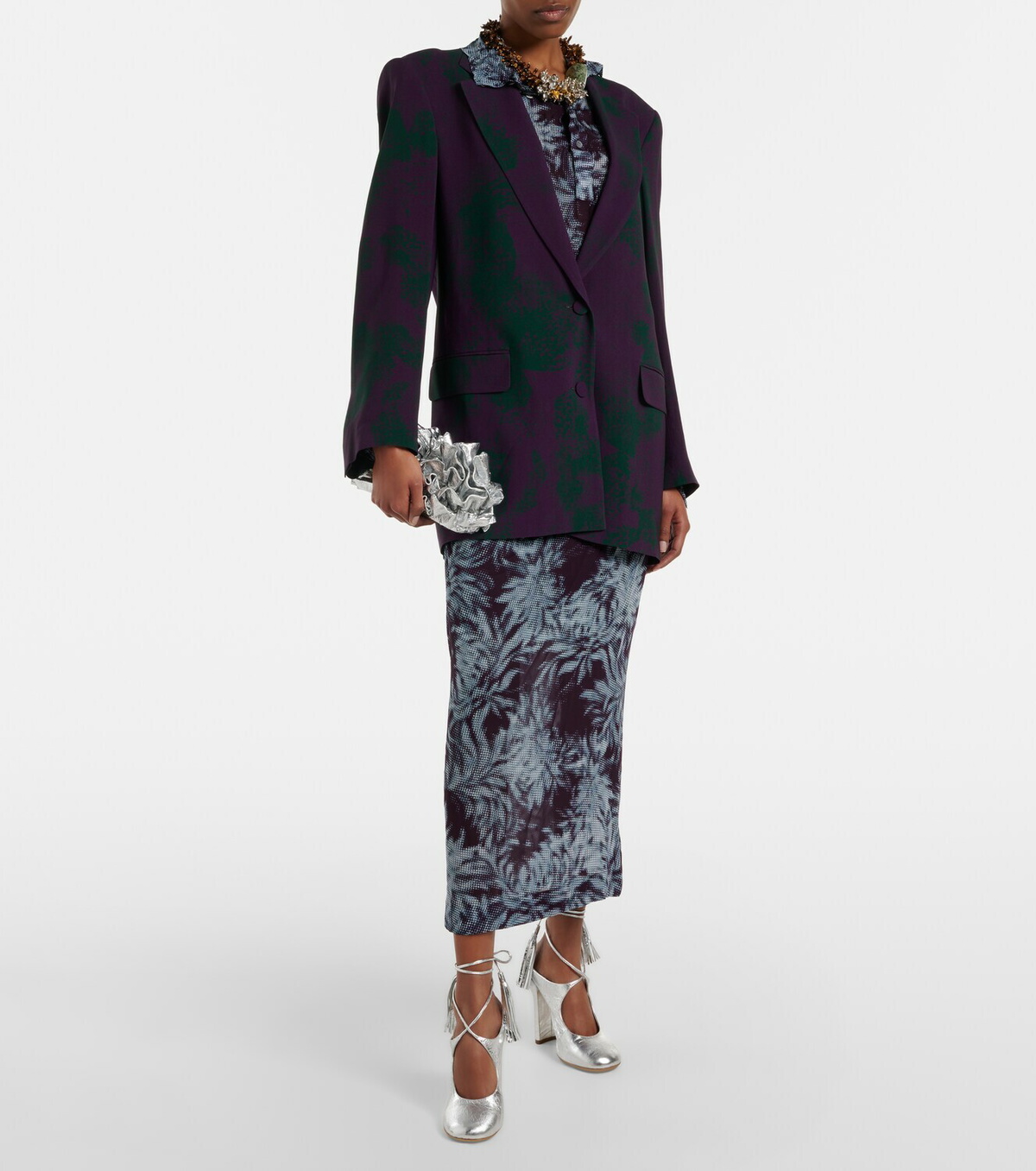 Dries Van Noten Metallic leather mules