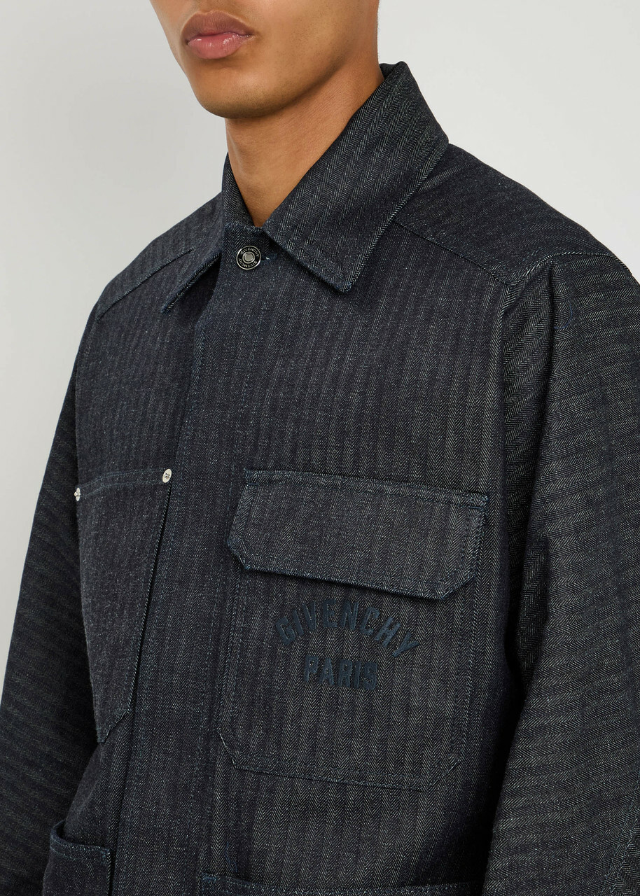 Givenchy Logo-embroidered Denim Jacket Dark Blue