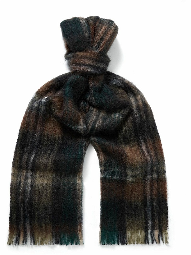 Photo: De Bonne Facture - Fringed Checked Wool-Blend Scarf