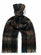 De Bonne Facture - Fringed Checked Wool-Blend Scarf