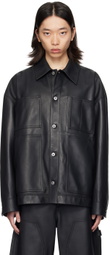 Bottega Veneta Black Spread Collar Leather Jacket
