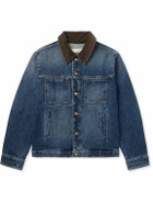 Nili Lotan - Chester Cotton-Corduroy Trimmed Denim Jacket - Blue