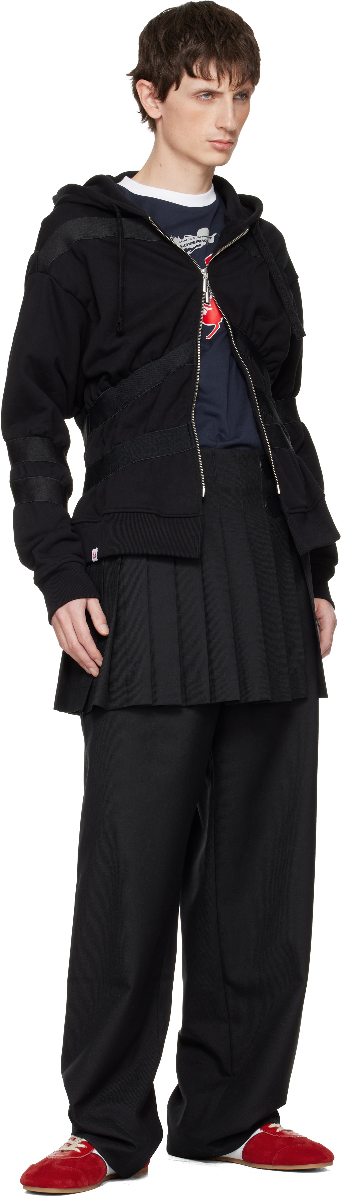 Charles Jeffrey LOVERBOY Black Taped Up Hoodie