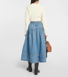 Ulla Johnson Astrid gathered denim midi skirt