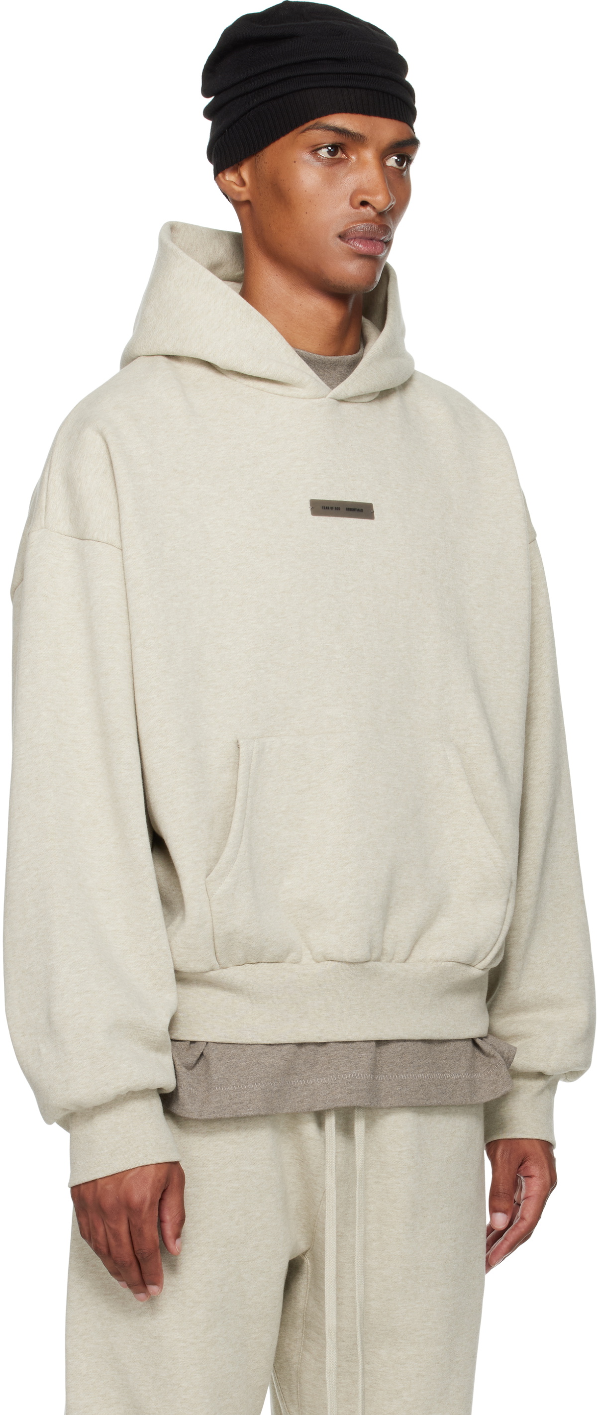 Fear of God ESSENTIALS Beige Classic Fit Fleece Hoodie Fear Of God ...