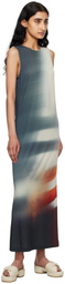 ISSEY MIYAKE Beige & Navy Light Leak Maxi Dress