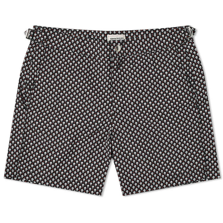 Photo: Alexander McQueen Men's Repeat Skull Swim Short in Black/Ivory