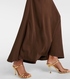 Asceno Bordeaux crêpe maxi dress