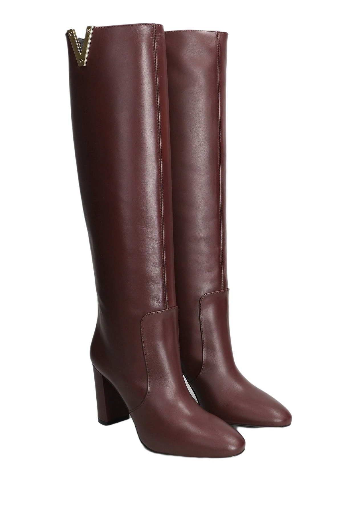 Via Roma 15 High Heels Boots In Bordeaux Leather