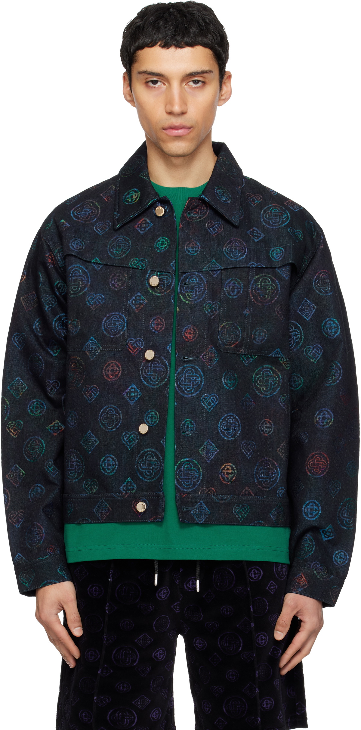 Casablanca Navy Heatmap Denim Jacket