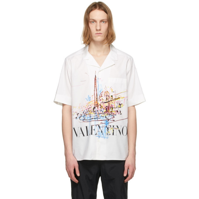 Photo: Valentino White Roman Sketches Short Sleeve Shirt