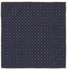 Brunello Cucinelli - Reversible Printed Silk and Cotton-Blend Pocket Square - Men - Navy