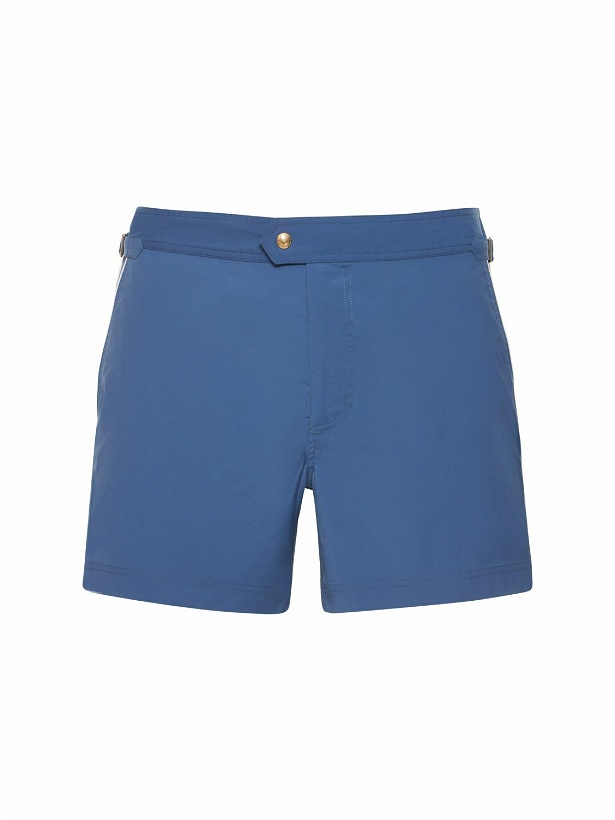 Photo: TOM FORD Compact Poplin Swim Shorts with Piping