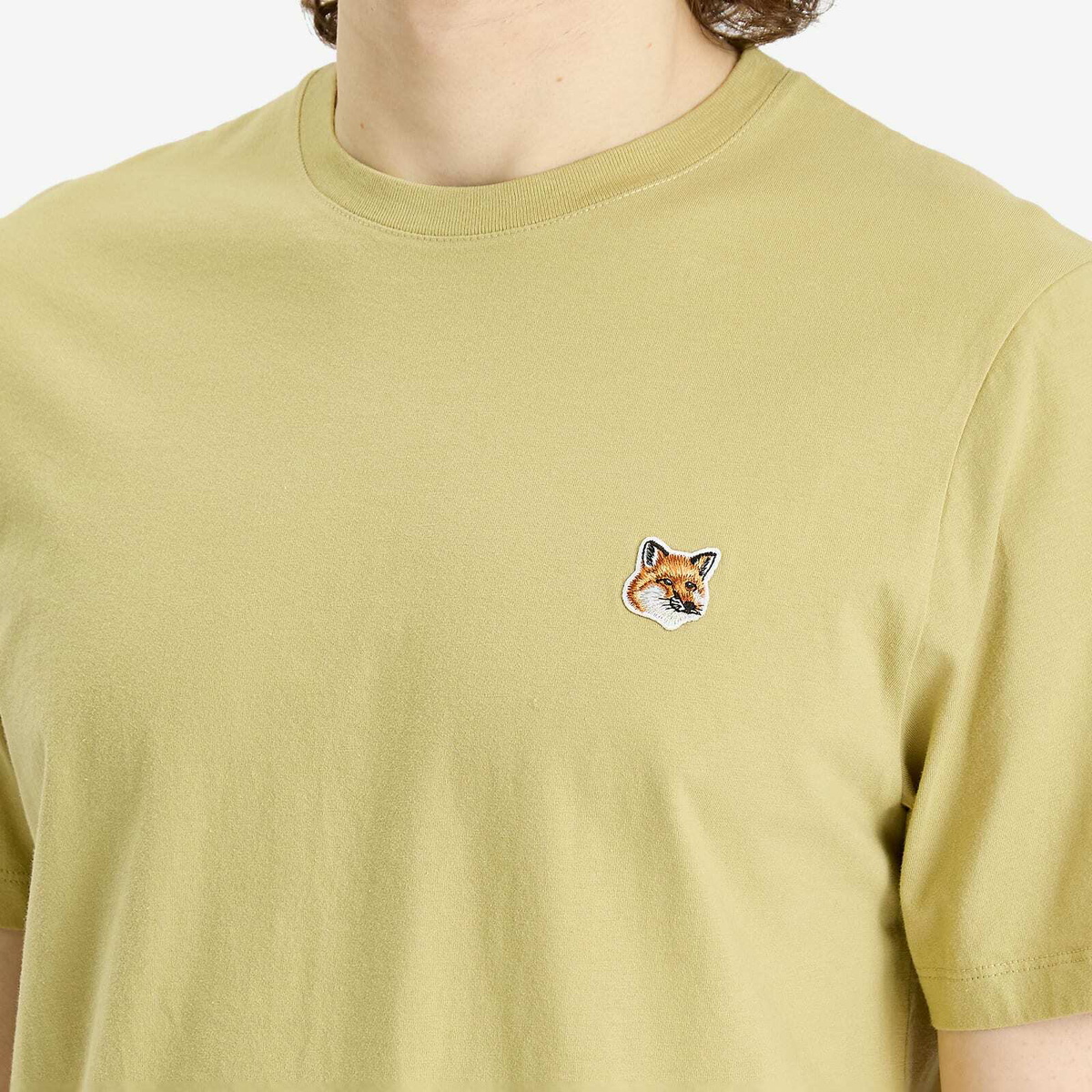 Maison Kitsuné Men's Fox Head Patch Regular T-Shirt in Canvas