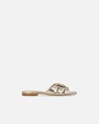 Pinko Open Slip Ons In Laminated Nappa Leather Platinum