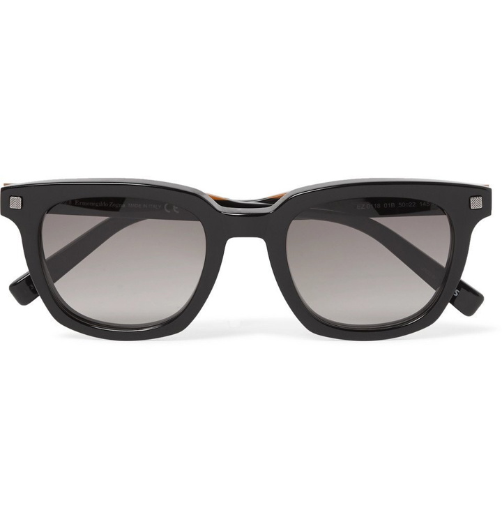 Photo: Ermenegildo Zegna - Square-Frame Acetate Sunglasses - Black