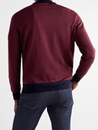 CANALI - Colour-Block Wool Half-Zip Sweater - Burgundy