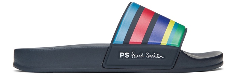 Photo: PS by Paul Smith Black & Multicolor Sports Stripe Summit Sandals