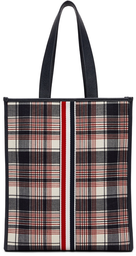 Photo: Thom Browne Navy Check Wool Tote