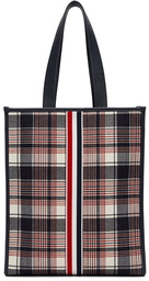 Thom Browne Navy Check Wool Tote