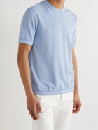 Mr P. - Slim-Fit Knitted Organic Cotton T-Shirt - Blue