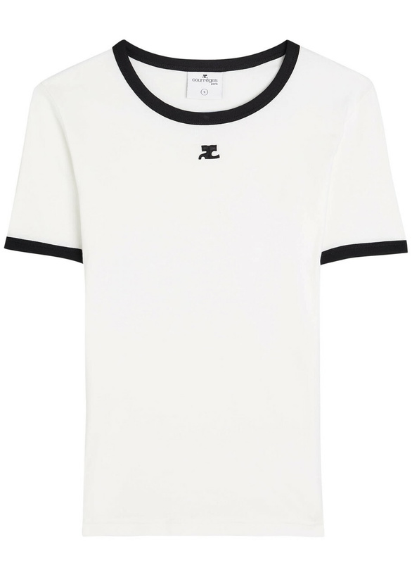 Photo: Courrèges Signature Contrast Logo Cotton T-shirt White And Black